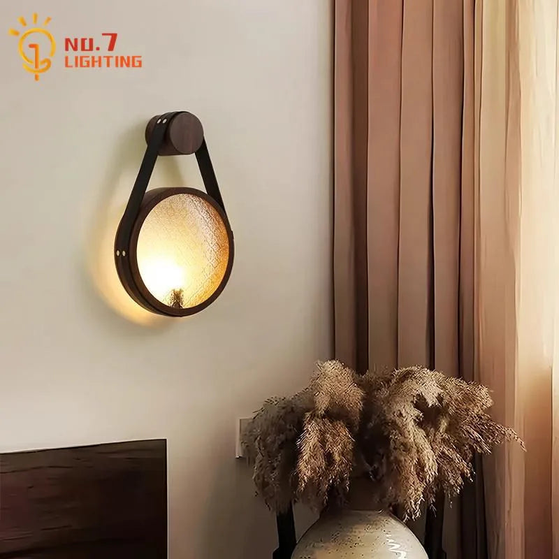 Medieval Walnut/black LED Wall Lamp for Bedroom and Living Room
