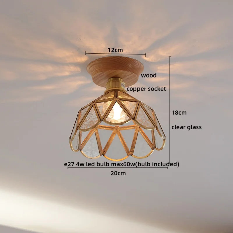 Amber Glass LED Ceiling Lights Modern Decoration for Home Porch Restaurant