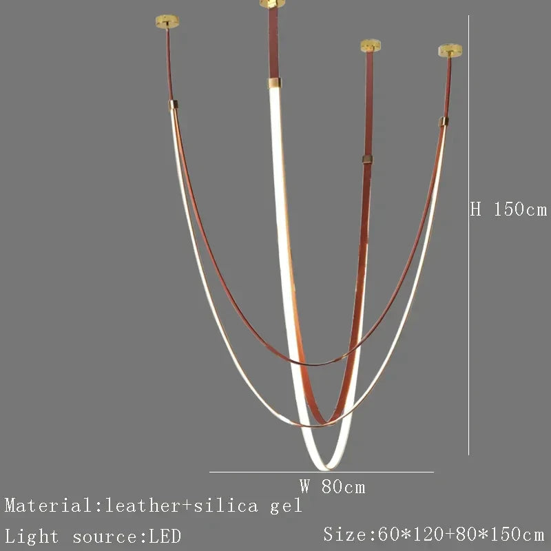 Designer Leather Chandelier Belt Pendant Light for Modern Spaces