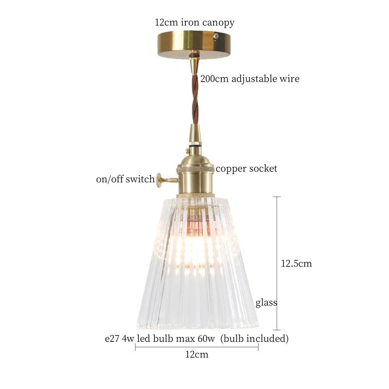 Nordic Style Copper Glass LED Pendant Lights for Living Dining Room