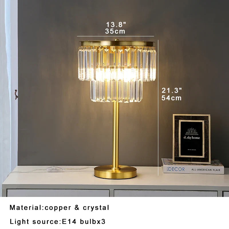 All Brass Crystal Floor Lamp Gold Luxury Decor Living Room Lighting