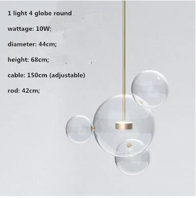 Modern Clear Glass Globe LED Pendant Light - Micky Copper Hanging Lamp