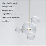 Modern Clear Glass Globe LED Pendant Light - Micky Copper Hanging Lamp