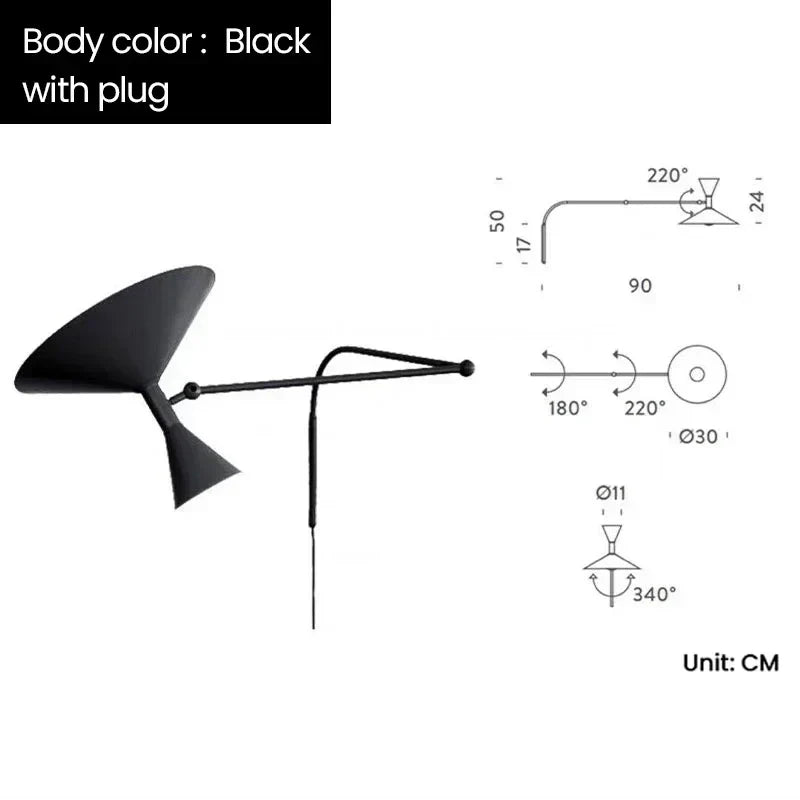 Marseille Rotary Wall Lamp - Adjustable Up/Down Lighting for Living Room & Bedroom