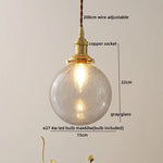 Glass Copper LED Hanging Light: Nordic Pendant Lamp, Living Room Bedroom Coffee Knob Switch