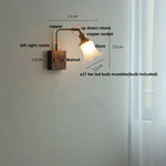 Amber Glass LED Wall Sconce with Walnut Wood, Pull Chain Switch for Living Room