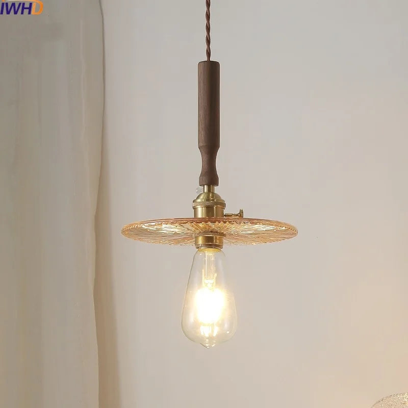 Copper Glass LED Pendant Lamp Modern Style for Dining Room, Bedroom, Bar.