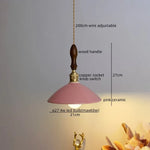 Ceramic LED Pendant Lamp: Modern Wood Handle Hanging Light Fixtures