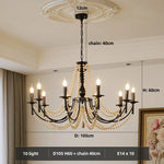 Retro Black Metal Candle Chandelier E14 LED Pendant Lights for Home Decor