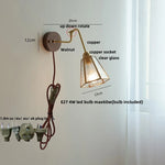 Clear Glass LED Wall Sconce Pull Chain Switch Rotate Arm Walnut Wood Stair Light