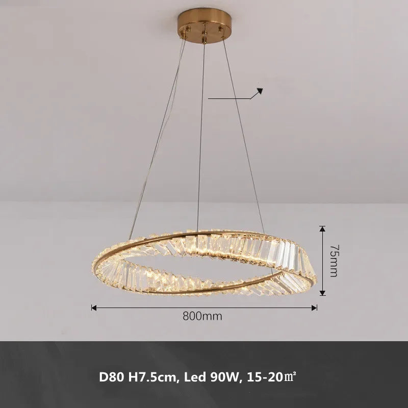 Gold Metal LED Dimmable Ceiling Light with K9 Crystals