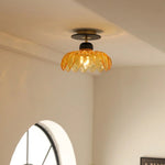 Amber Glass Ceiling Lamp Wood Nordic Modern Bedroom Bathroom Light