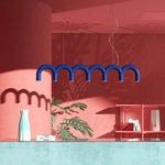 Blue Metal Arch Chandelier Pendant Light - Modern Design for Home Décor