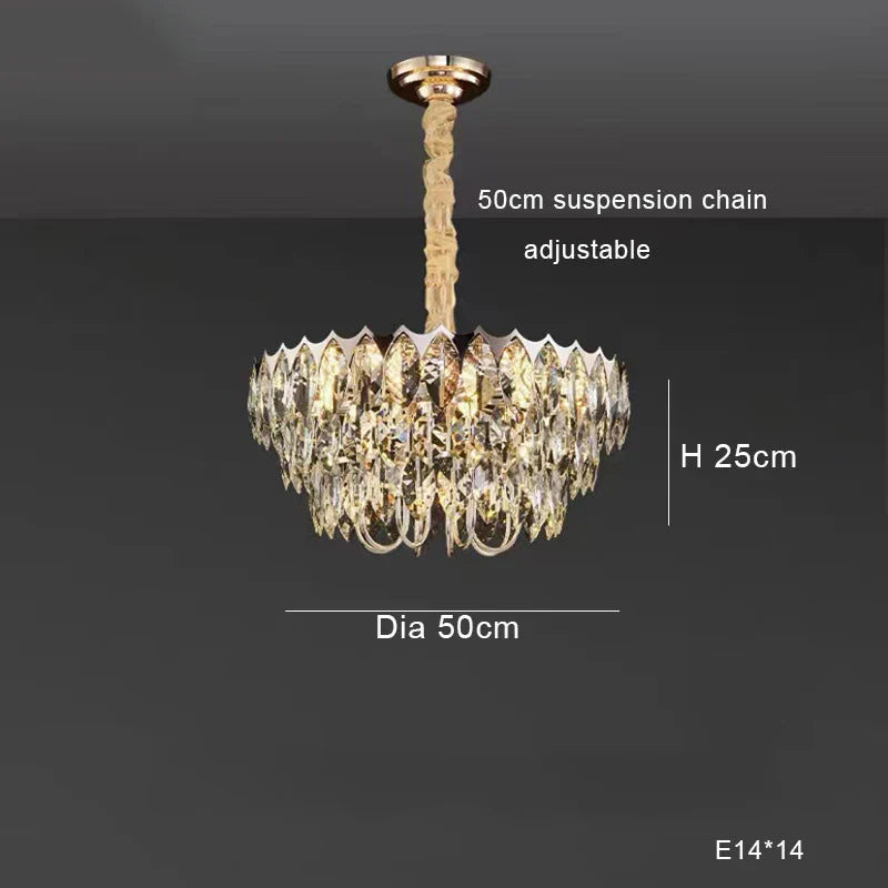 Nordic Crystal Chandelier Dimmable LED Pendant Lamp for Elegant Living Room Décor