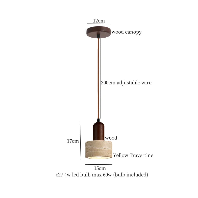 Afralia™ Yellow Travertine LED Pendant Lamp for Nordic Modern Living Room Bedroom Kitchen Decor
