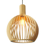 Wooden Bird Cage Pendant Lamp - Nordic Ceiling Hanging Light for Dining Room