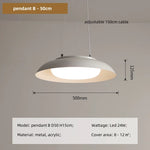 Modern White LED Pendant Light | Nordic Metal Ceiling Lamp | Dimmable Round Indoor Lighting