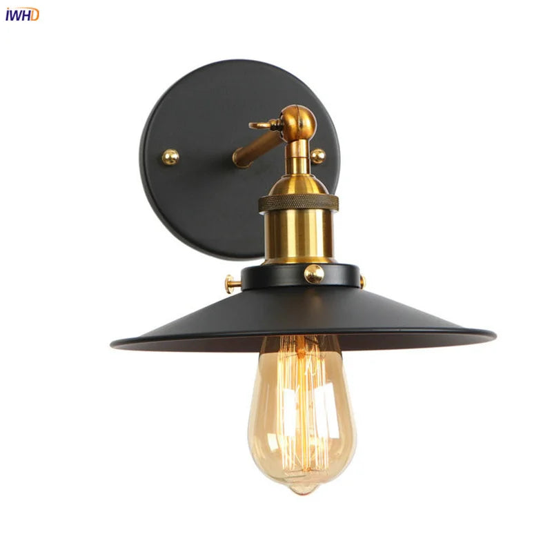 Gold Industrial LED Wall Lamp for Loft Stair & Bedroom Lighting