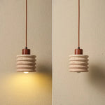 Yellow Travertine LED Pendant Light - Modern Nordic Adjustable Hanging Lamp