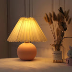 Nordic Ceramics Table Lamp - Modern Desk Light with Pleated Lampshade for Cozy Home Lighting