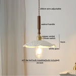 Walnut Glass Pendant Lamp: Nordic LED Hanging Light Fixture for Dining Room, Bedroom, Bar