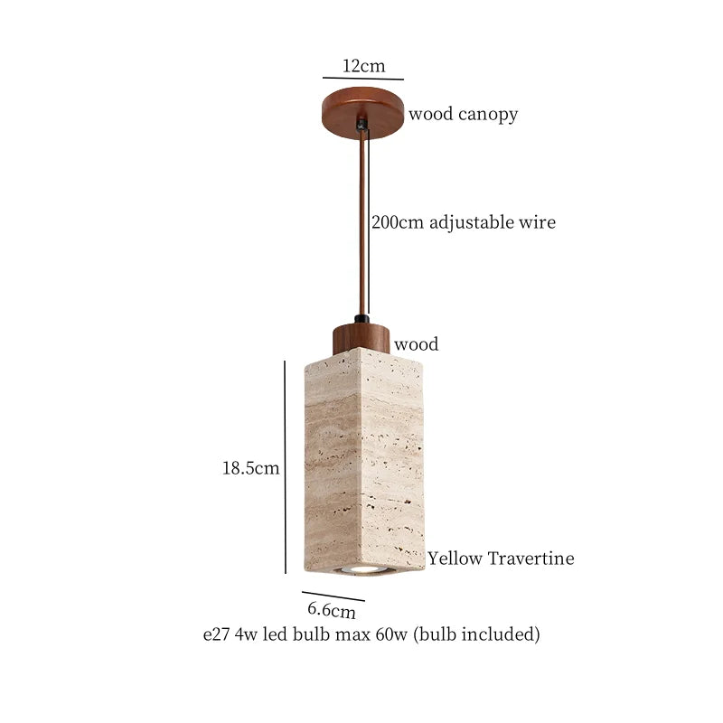 Afralia™ Yellow Travertine LED Pendant Lamp for Nordic Modern Living Room Bedroom Kitchen Decor