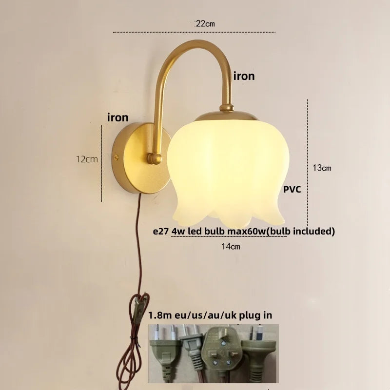 Copper LED Wall Sconce - Modern Nordic Bedroom Light Fixture