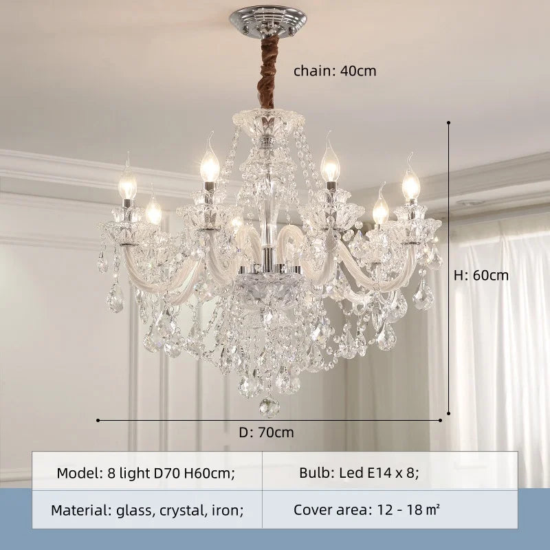White Glass Chandelier with LED Lights for Living Room and Bedroom