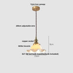 Flower Ceramic LED Pendant Lamp with Copper Socket & Adjustable Wire