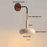 Nordic LED Wood Wall Sconce Yellow Travertine Bedside Lamp for Modern Home