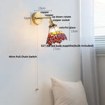 Tiffany Style Glass LED Wall Sconce with Pull Chain Switch