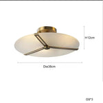 Marble Ceiling Light Brass Finish Bedroom Decor Led Ceiling Lamp