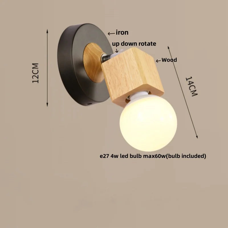 Afralia™ Nordic LED Wall Lamps Up Down Rotate Wood Iron Stair Light Fixtures
