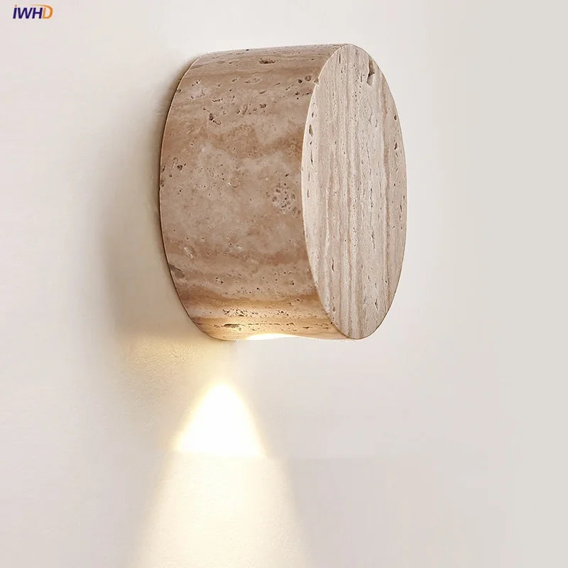 Yellow Travertine Stone LED Wall Sconce - Modern Nordic Design