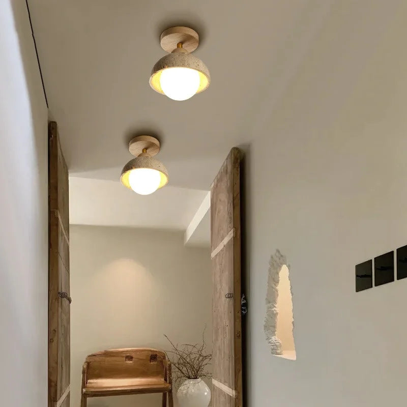 Nordic LED Ceiling Light Hotel Living Room Glass Ball Yellow Stone Lamp