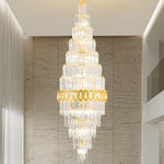 Hollow Spiral Staircase Chandelier | Modern Long Crystal Light for Villa Livingroom