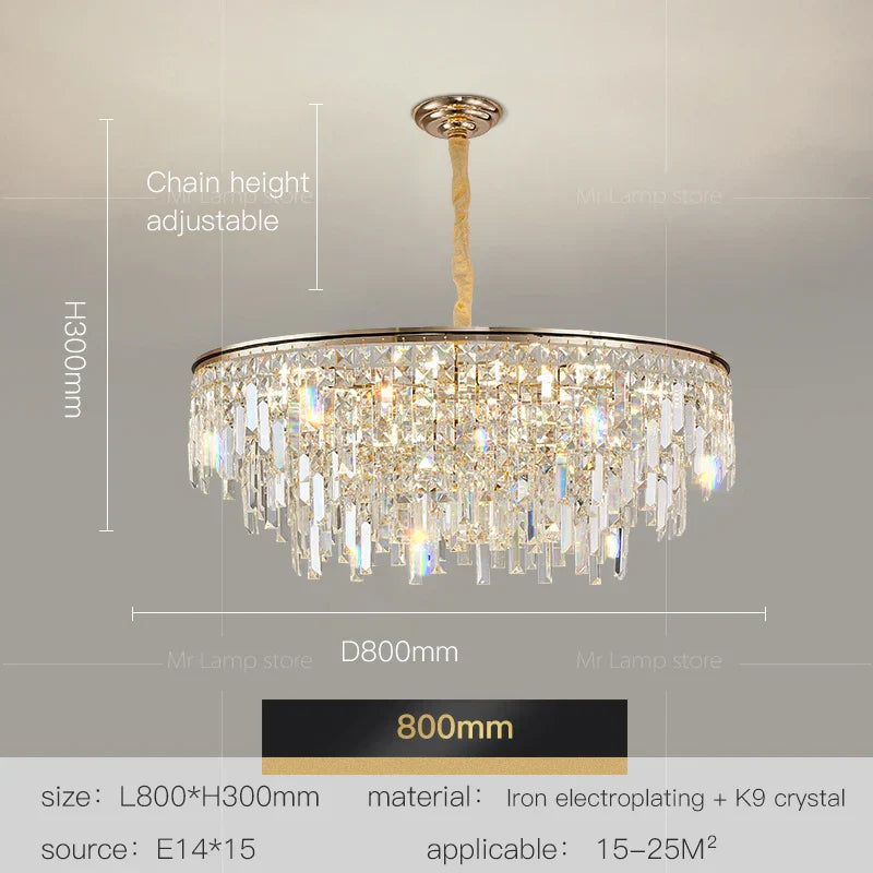 Crystal LED Chandelier for Living Room, Dining & Bedroom - High-end Luxury Lighting