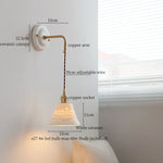 Ceramic Wall Sconce with Copper Arm | Pull Chain Switch LED Bedroom Lamp
