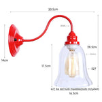 Afralia™ Edison Red LED Wall Lights - Iron Industrial Vintage Bedside Lamp