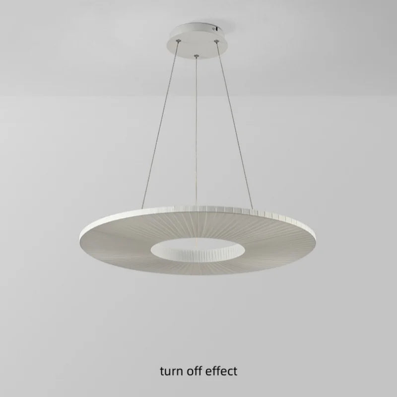 Afralia™ White Pleated Fabric Ferris Wheel Pendant Chandelier - Modern Nordic Indoor LED Lighting