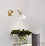 Glass LED Wall Lamps Pull Chain for Bedroom & Living Room