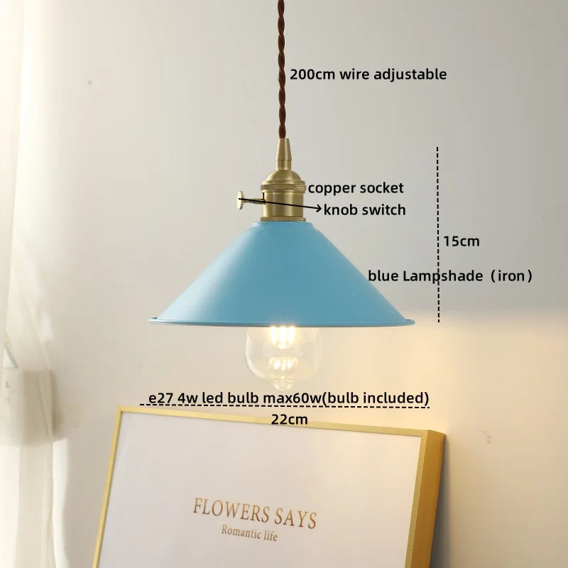 Copper Glass LED Pendant Lights Modern Hanging Lamp for Bar Bedroom Living Room