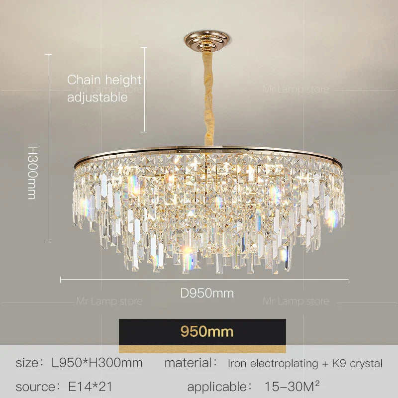 Crystal LED Chandelier for Living Room, Dining & Bedroom - High-end Luxury Lighting