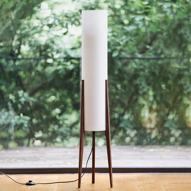 Solid Wood Floor Lamp with Fabric Shade