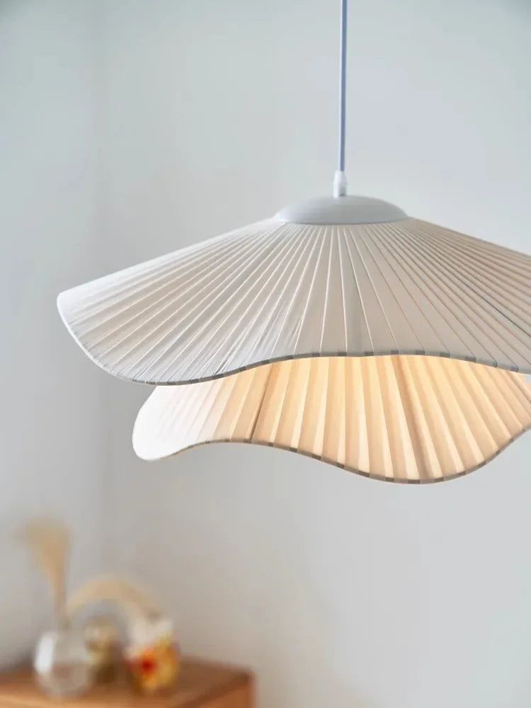 Afralia™ Nordic White Fabric Pendant Chandelier with LED Lighting for Dining Room & Bar