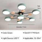 Modern LED Ceiling Lamp - Wood Round Ceiling Lights Macaron Chandelier