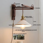 Ceramic Copper LED Wall Lights Pull Chain Switch Nordic Bedside Lamp