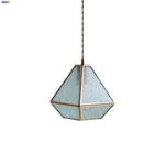 Blue Glass LED Pendant Light Fixture Modern Nordic Wire Hanging Lamp