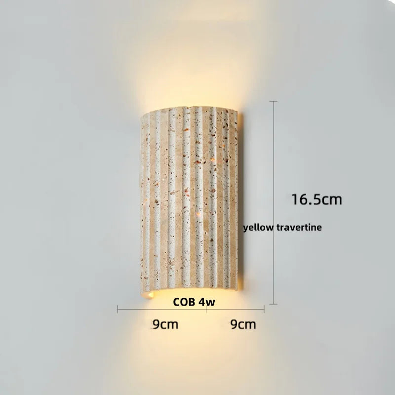 Double LED Wall Lamp Sconce Yellow Cave Stone Iron Canopy Mirror Light