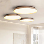 Yellow Travertine Stone LED Ceiling Lamp with Wood Canopy